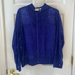 Chico’s Indigo Size 2, same as 12/14, Long Sleeve Sheer Hoodie Style Jacket